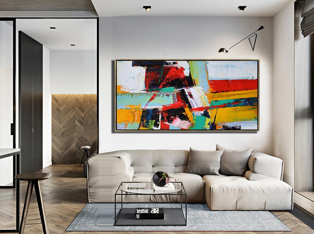 Panoramic Palette Knife Contemporary Art #L25D - Click Image to Close